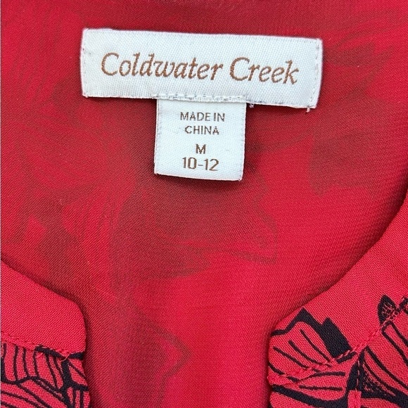 COLDWATER Creek/ Red/Blk Floral Longsleeve/ Blouse/ Size M / 10-12 - Picture 6 of 10